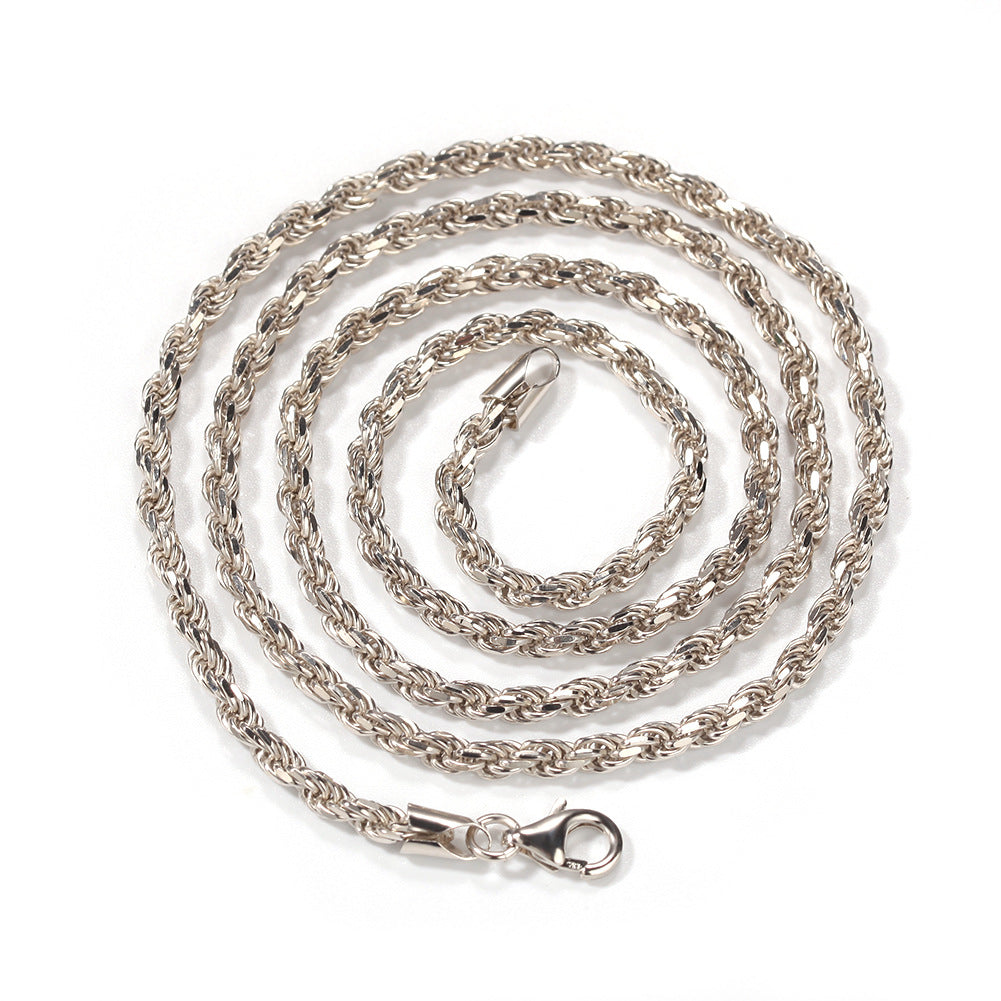 Unisex Twisted Rope Chain Necklace in 925 Sterling Silver, Gold Plated or Silver Plated Hip Hop Pendant Chain