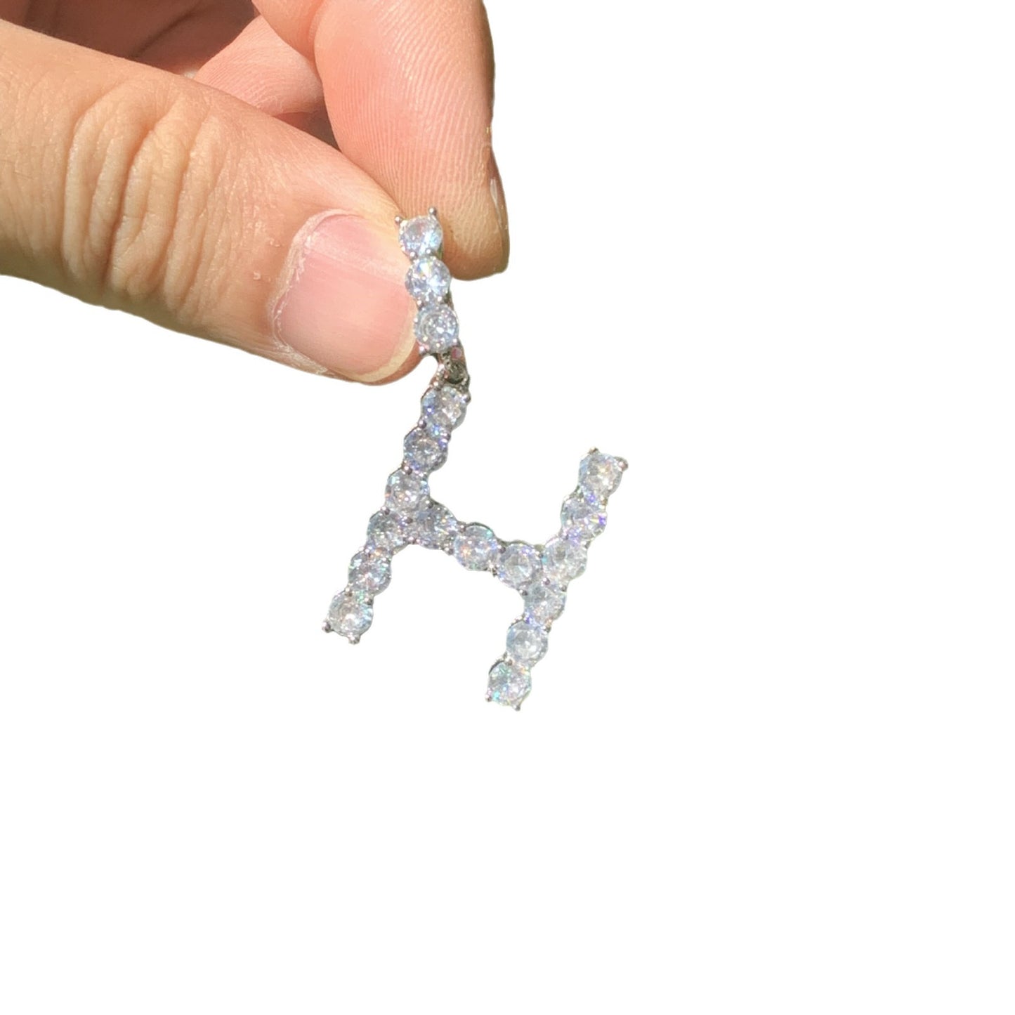 Iced Out Letter R Pendant Necklace for Unisex Hip Hop Style
