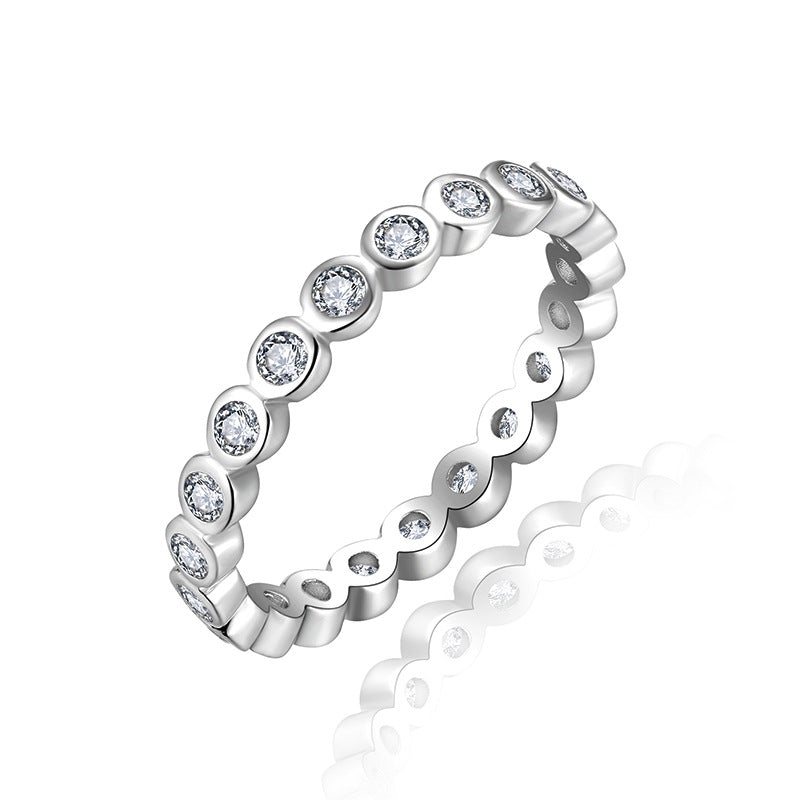 Moissanite Bubble Eternity Stack Ring for Women, Bezel Set, S925 Sterling Silver with 18K Gold Plating product image