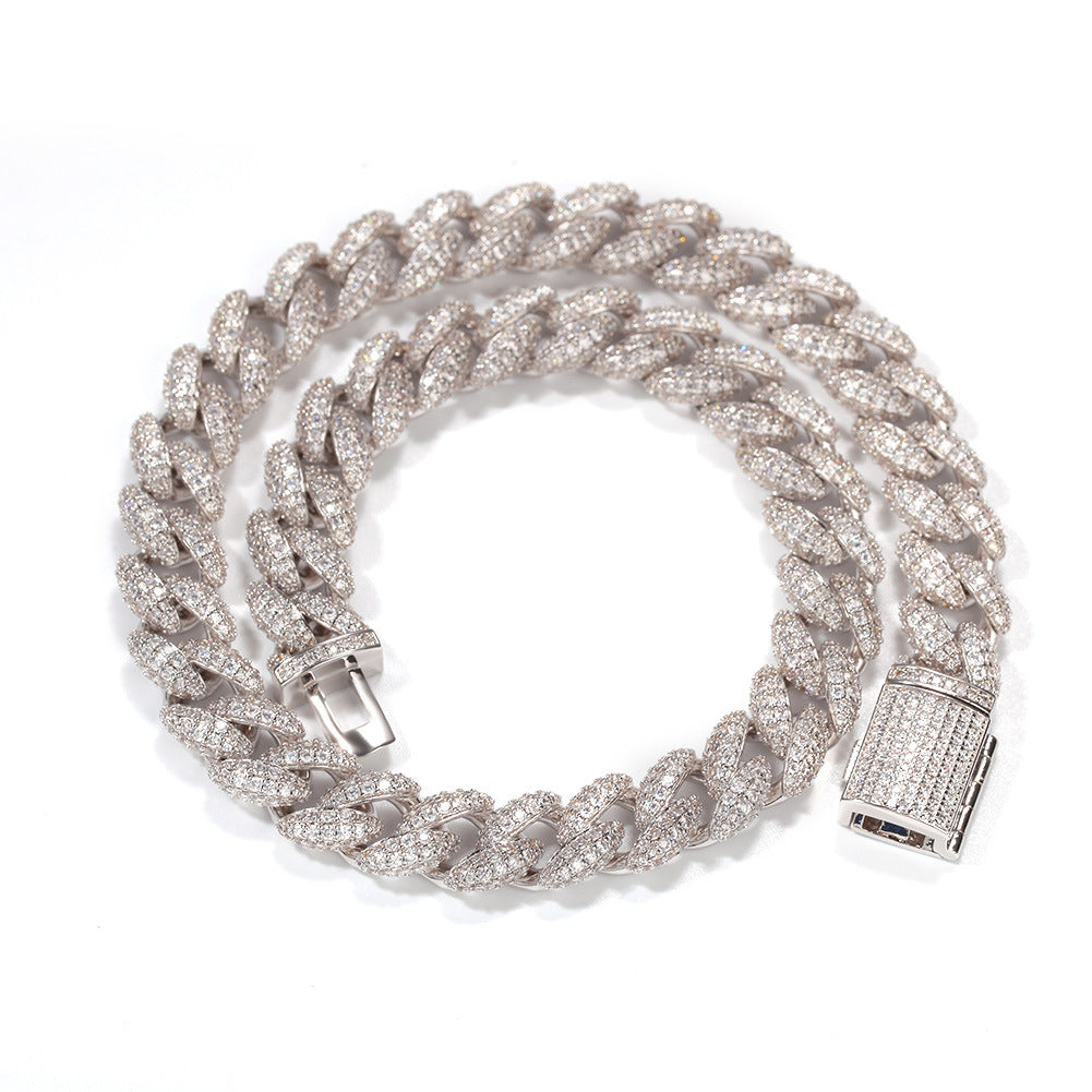 Iced Out Cuban Link Necklace for Women and Men – Gold Plated or Silver Plated Copper Chain Pendant Necklace in 16, 18, 20 Inch