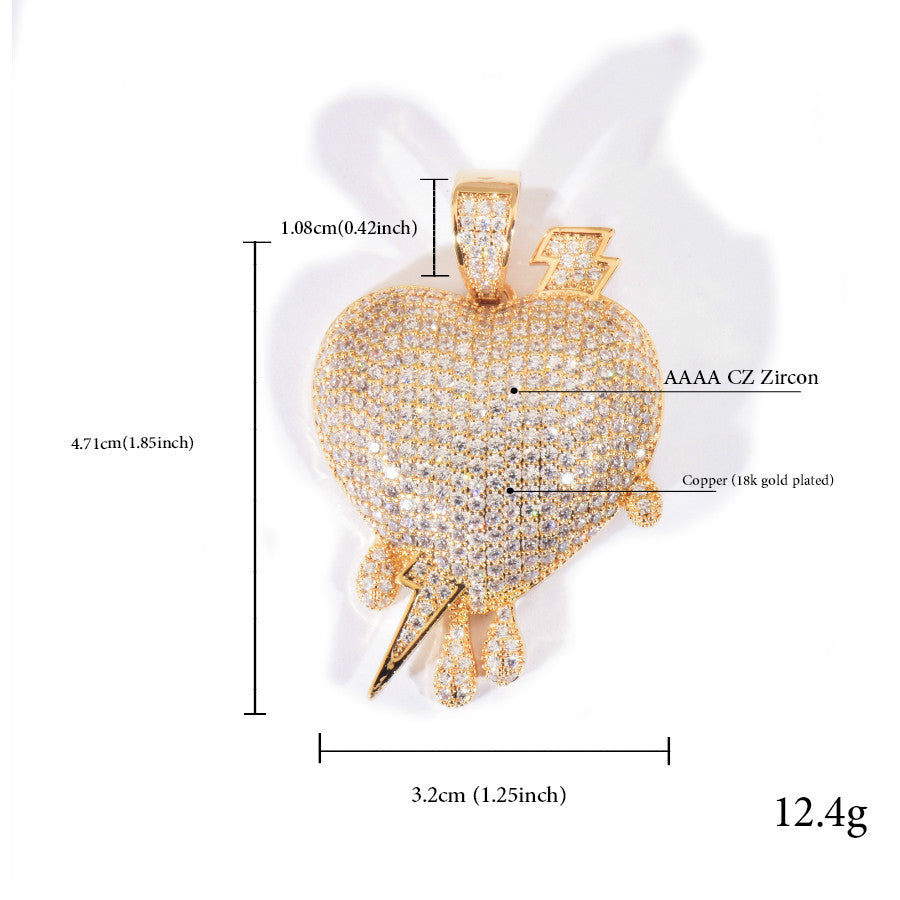 Iced Out Heart Pendant Necklace