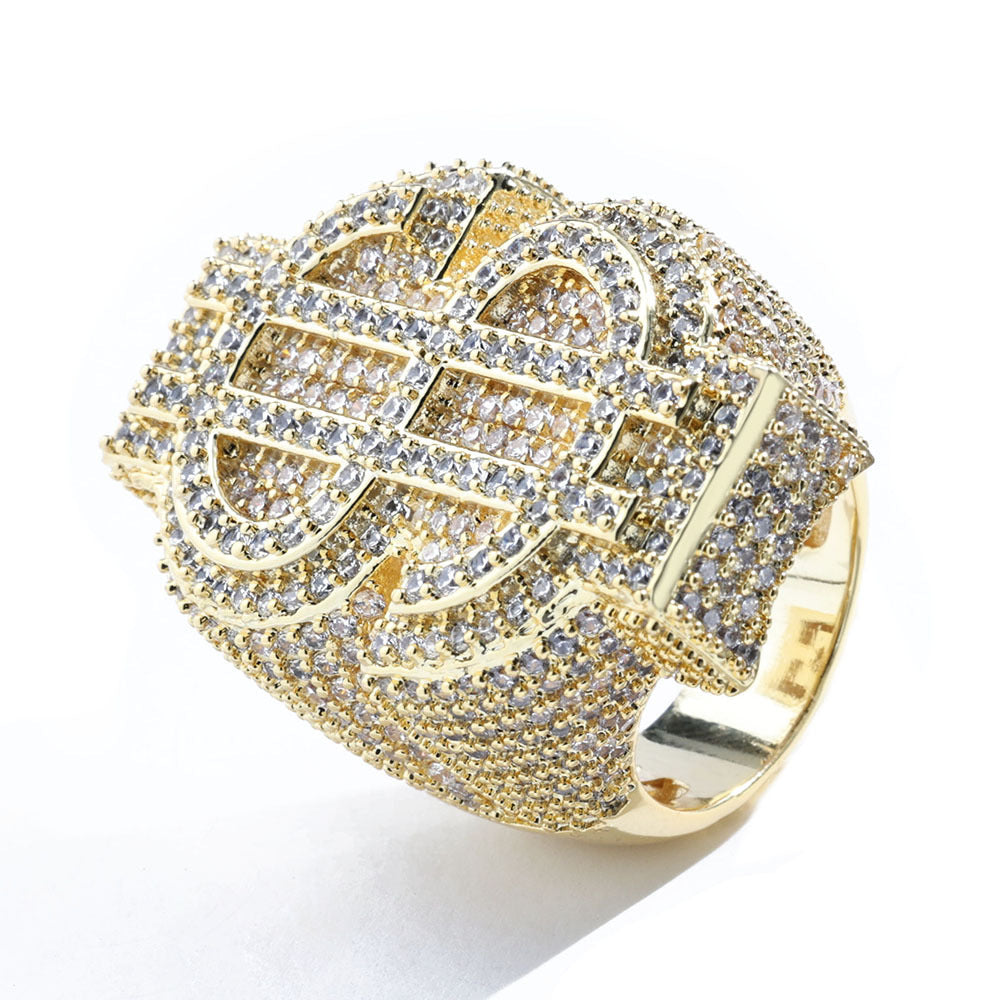 925 Silver Moissanite Dollar Sign Ring for Women & Men - Iced Out Hip Hop Statement Unisex Ring product image