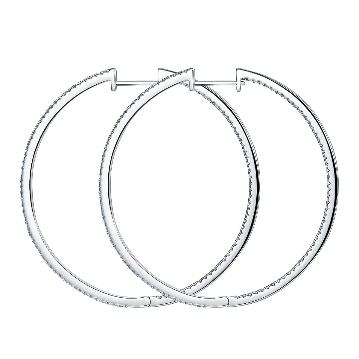 Large 50mm Pavé Hoop Earrings for Women, Round Crystal Hoops product image