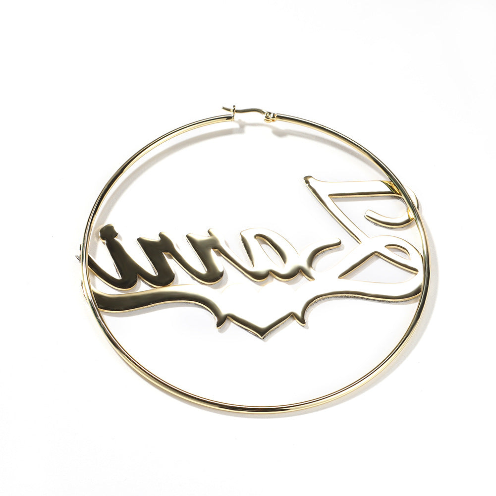 Personalized Stainless Steel Letter Hoop Earrings for Women - Micro Pave Statement Name Earrings in Gold and Silver Colors