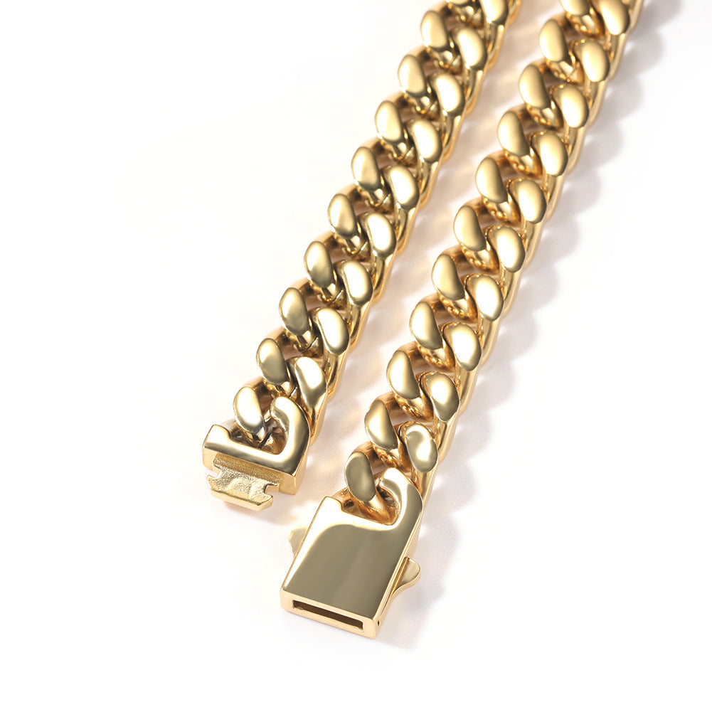 Chunky Cuban Link Chain Necklace for Women Men - Stainless Steel Gold Plated Statement Chain in 16, 18, 20, 22, 24 Inch