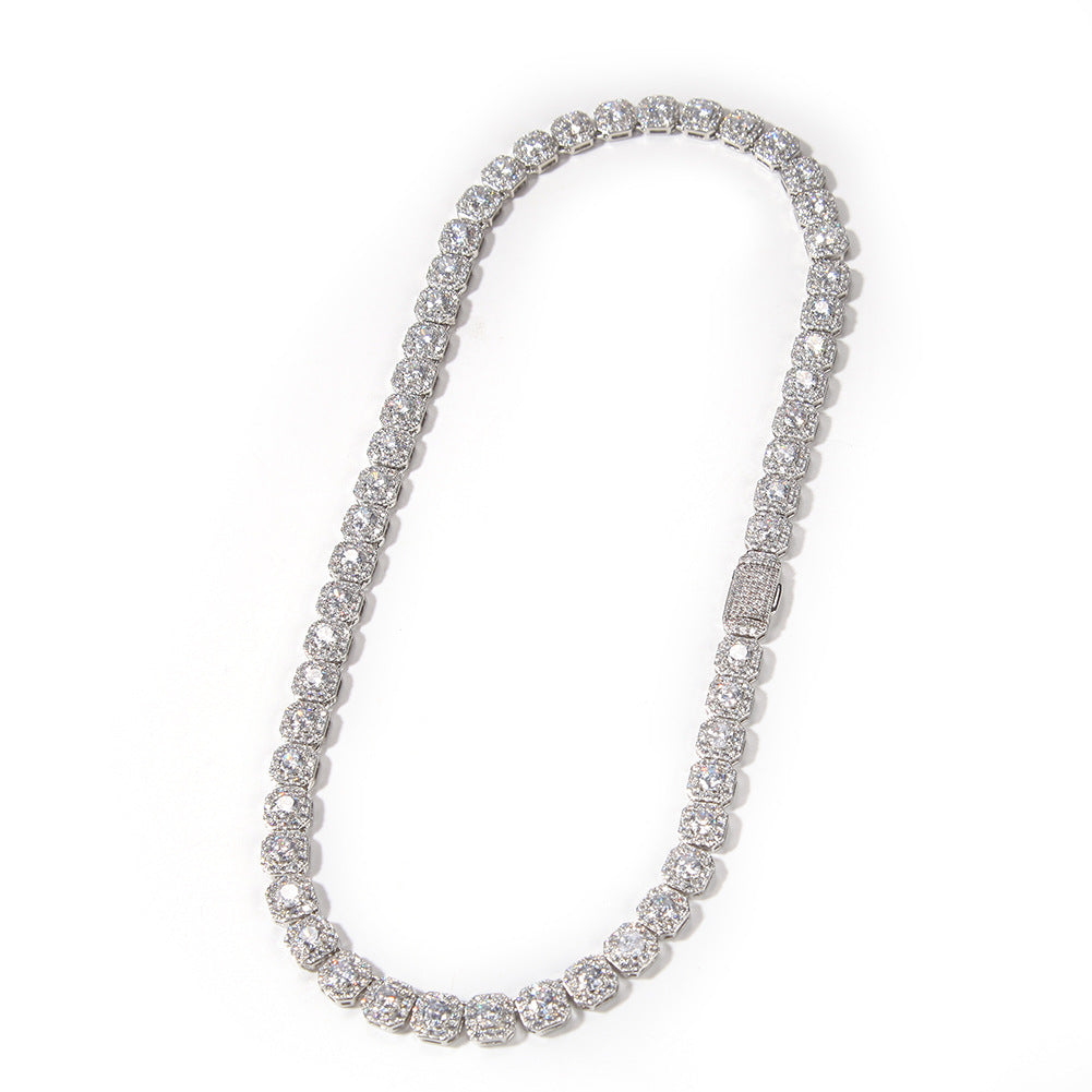 Unisex Iced Out Cuban Chain Necklace with Cubic Zirconia, Gold Plated or Silver Plated Statement Hip Hop Necklace, 16-22 Inch