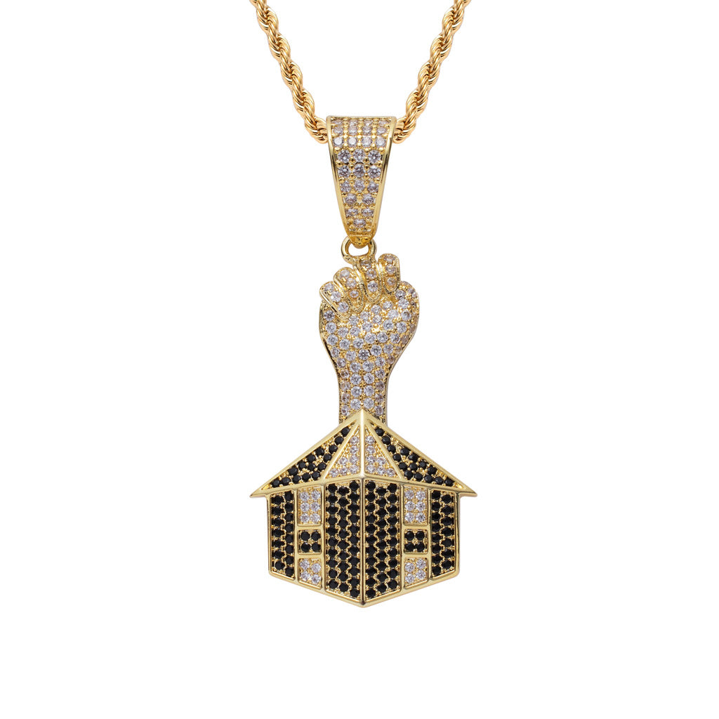 Hip Hop Fashion Cubic Zirconia Pendant Necklace for Men and Women