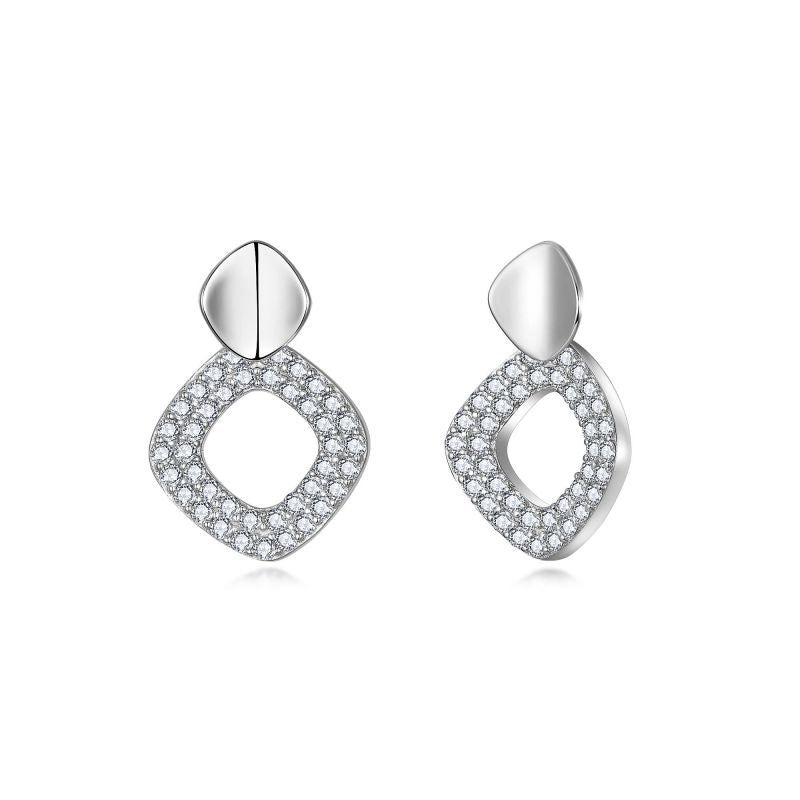 Irregular Geometric Moissanite Stud Earrings, S925 Silver, 18K Gold Plated product image