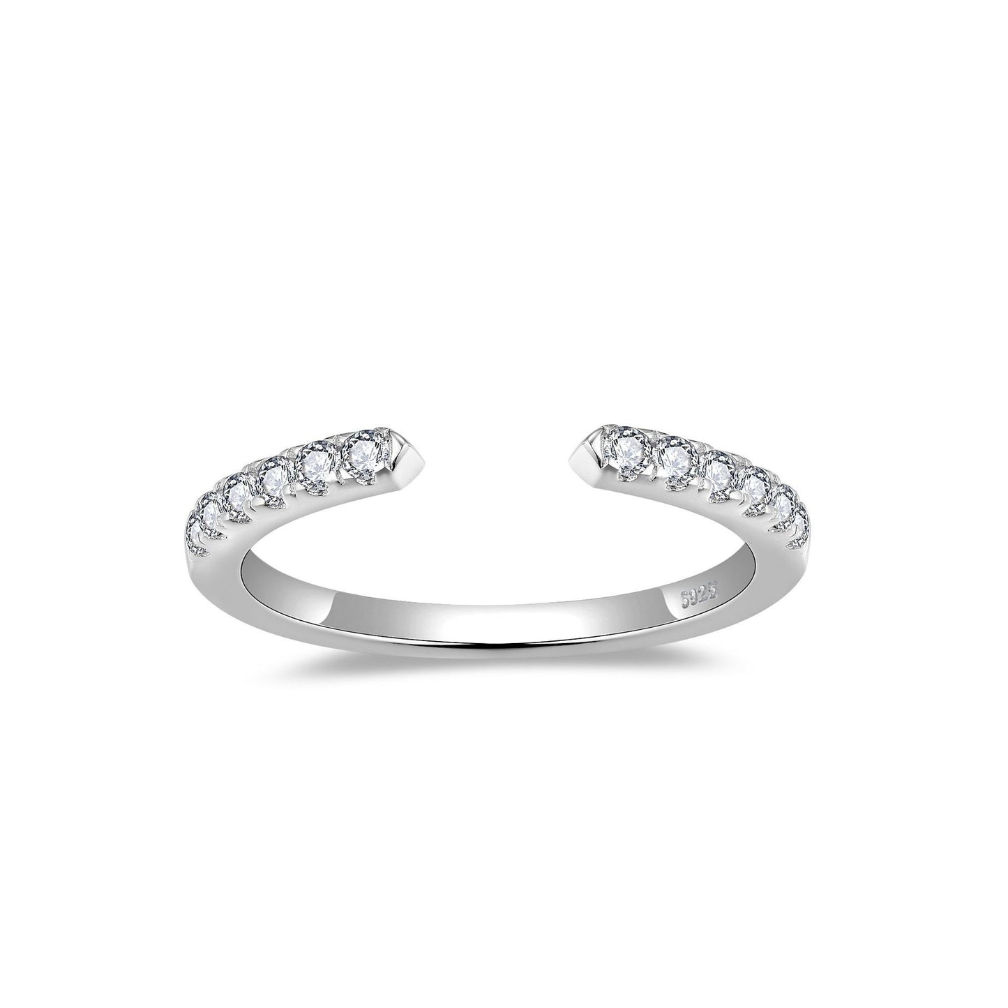 S925 Sterling Silver Moissanite Solitaire Ring for Women, Pav�� Band Engagement Style Ring product image