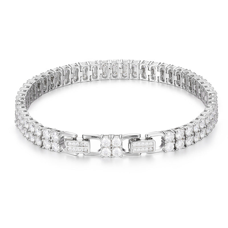 925 Silver Double Row Iced Out Tennis Bracelet for Women & Men product image