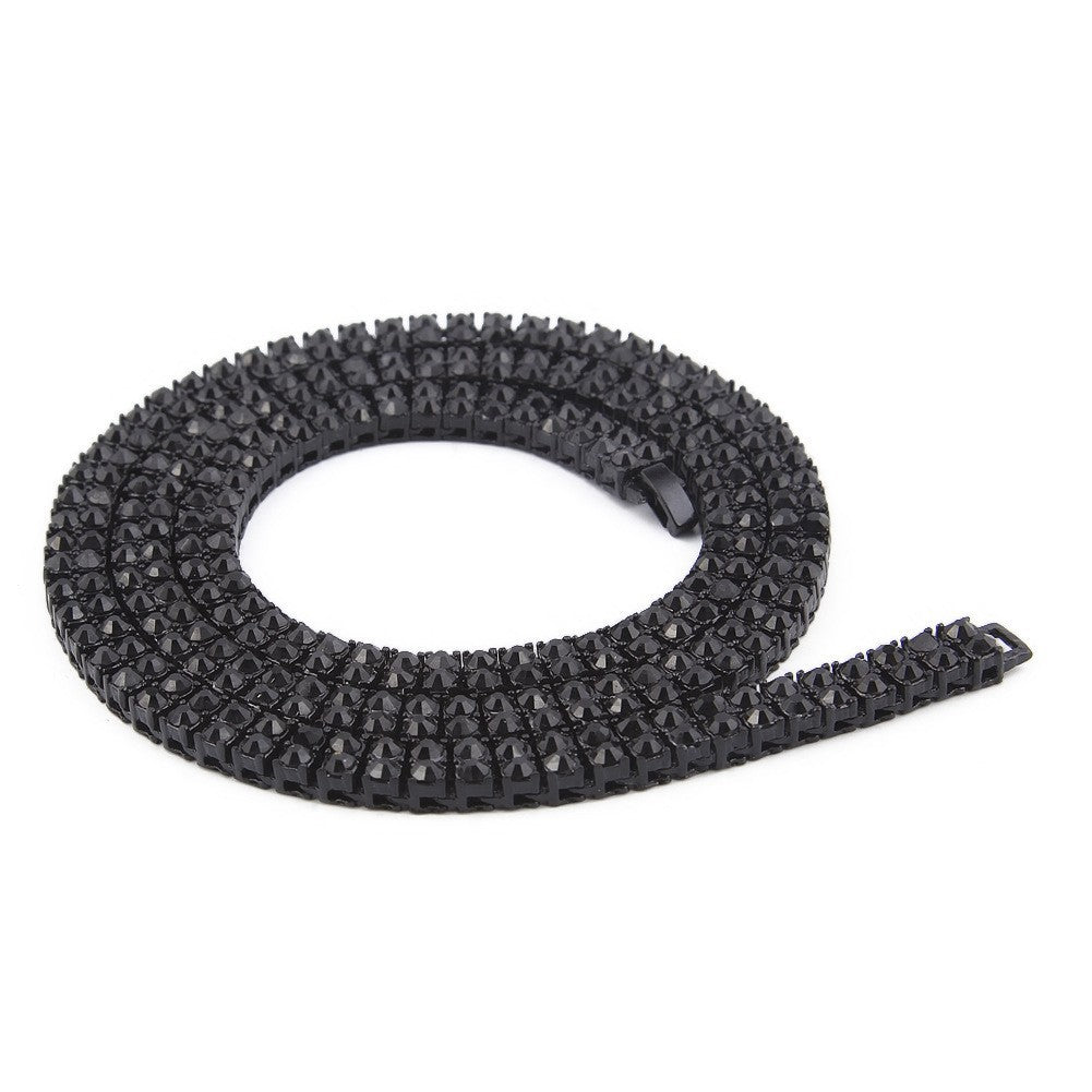 Men’s Iced Out Bracelet and Necklace Set – 2 Row Cubic Zirconia Chain Set in Gold, Silver or Black