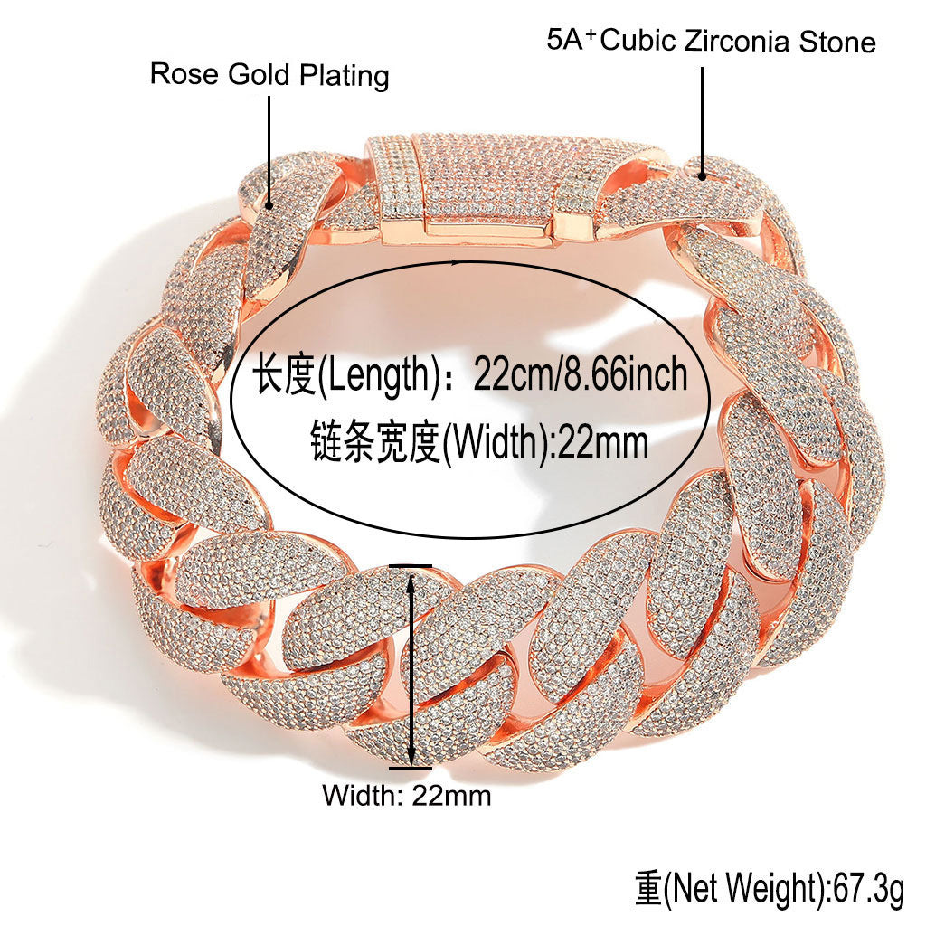 Hip Hop Minimalist Cuban Link Cubic Zirconia Bracelet for Men