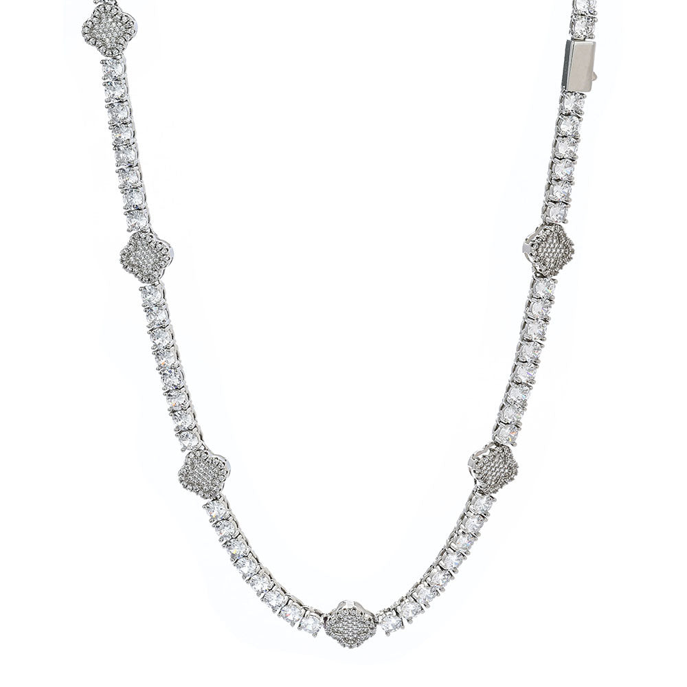 Clover Cluster CZ Tennis Hip Hop Necklace or Bracelet with Copper Base - CHA306 product image