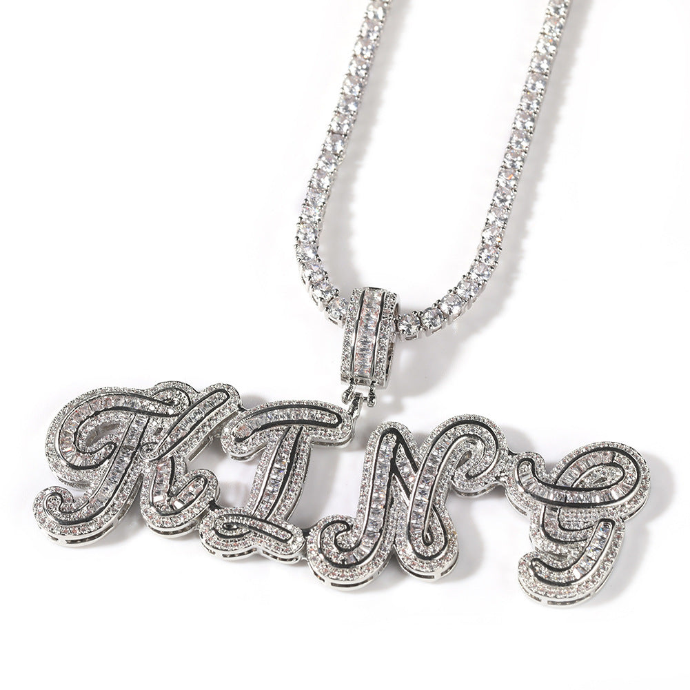 Personalized Iced Letter Pendant Necklace for Women - Custom 2 to 6 Letter Name Chain in Gold or Silver Tone