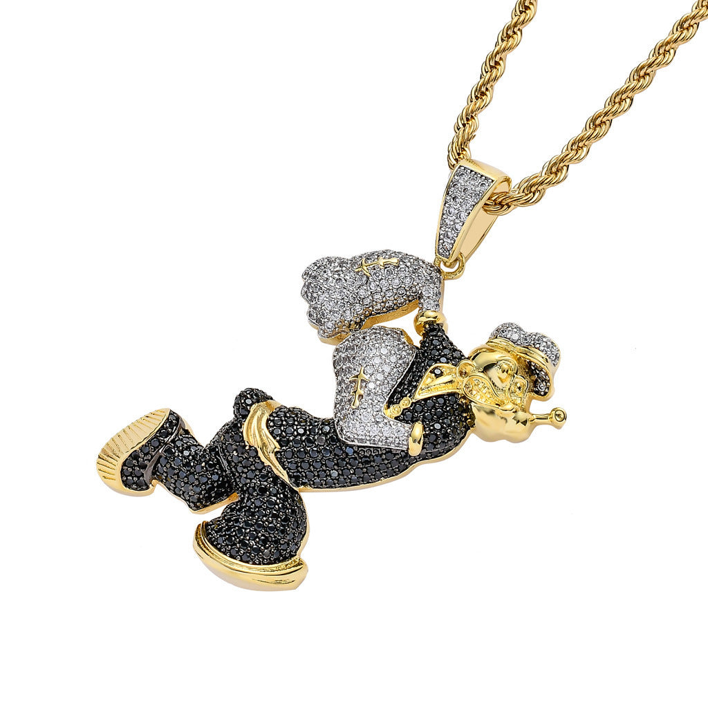 Hip Hop Fashion Cubic Zirconia Pendant Necklace for Men and Women