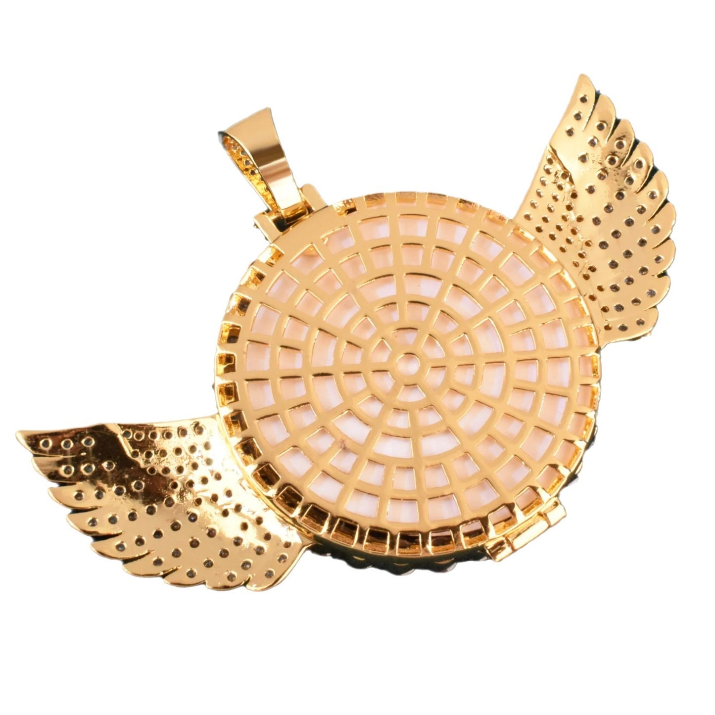 Winged Photo Frame Hip Hop Pendant Necklace for Unisex