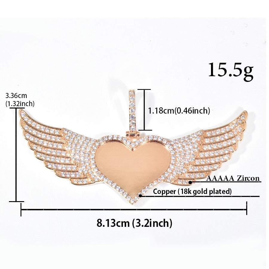 Iced Out Winged Heart Pendant Necklace