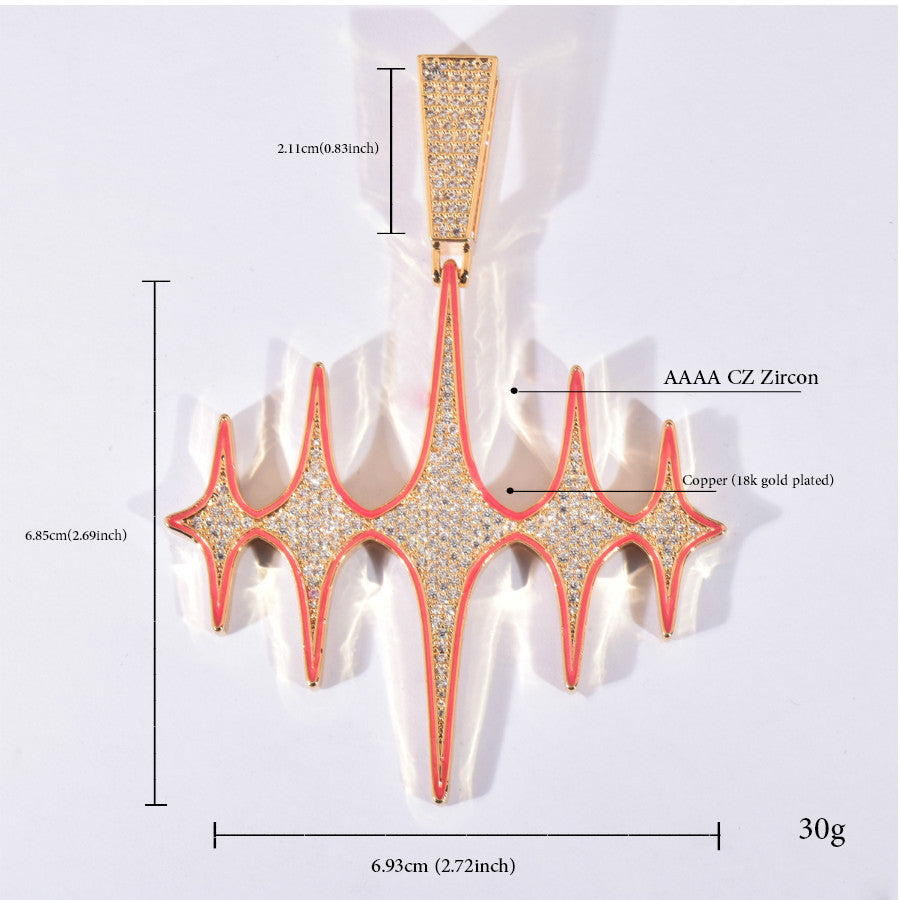 Iced Out Starburst Pendant Necklace for Men