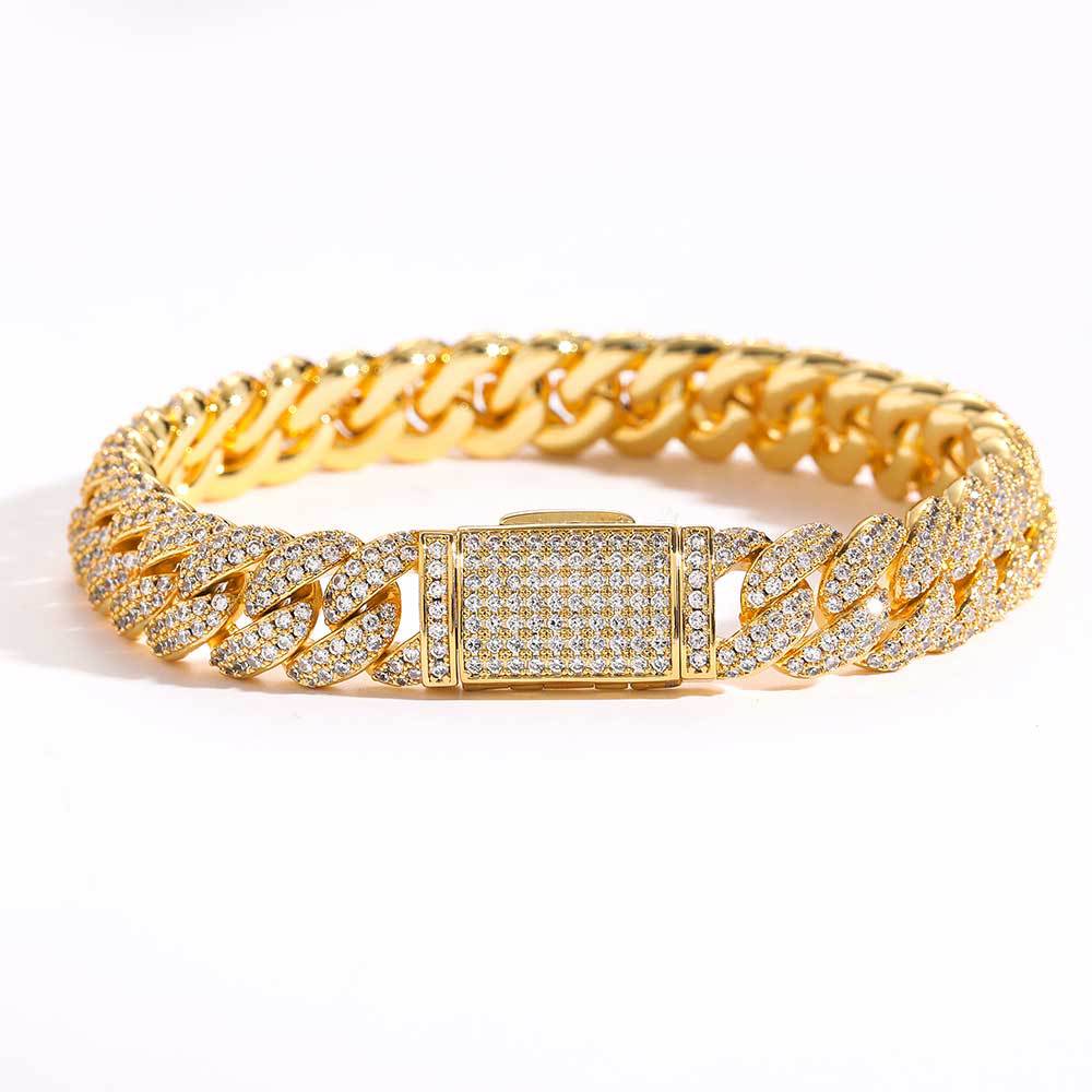 10 mm Double-Row Bubble Iced Cuban Copper Bracelet with Cubic Zirconia - CHA084 product image