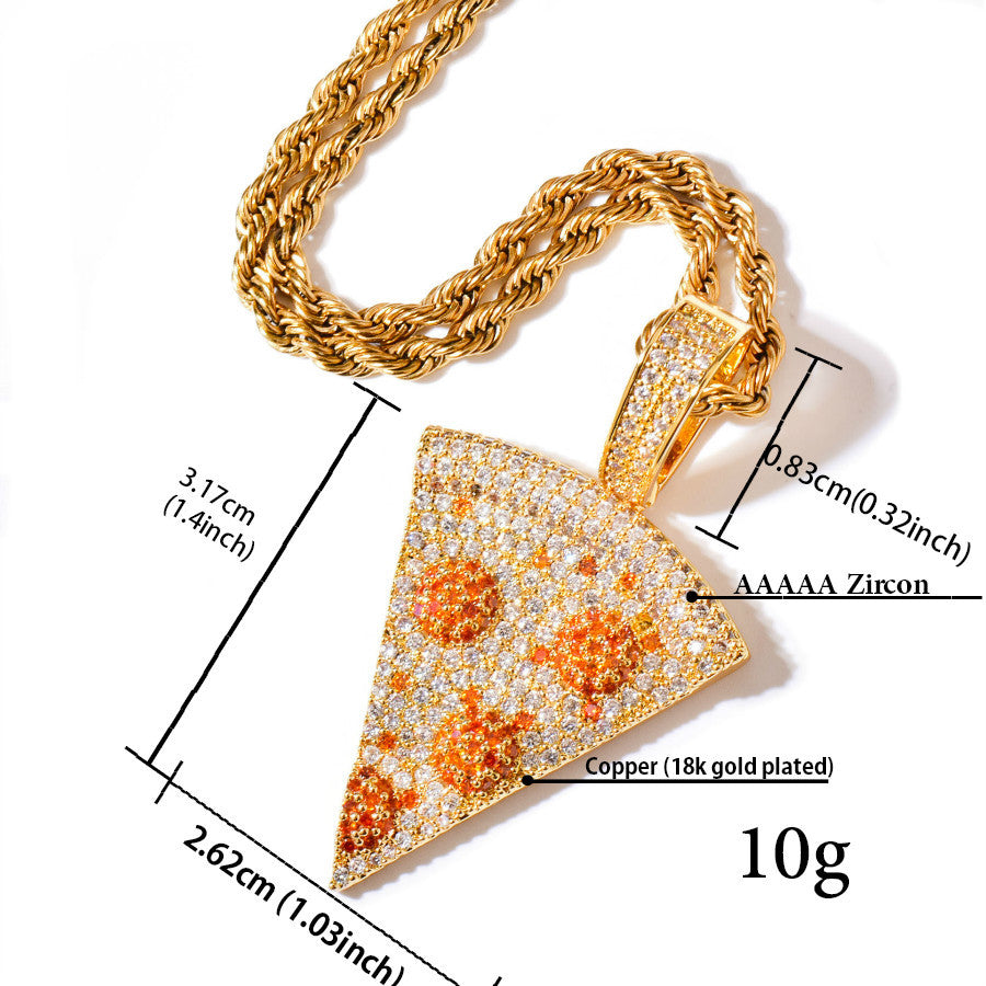 Iced Out Pizza Pendant Necklace