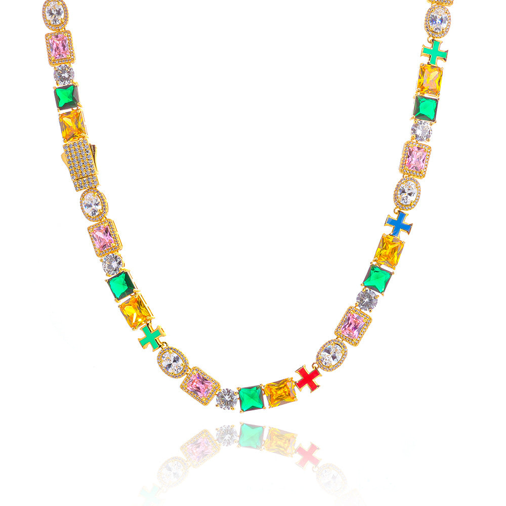 10 mm Multicolor Cross CZ Link Copper Necklace or Bracelet - CHA369 product image