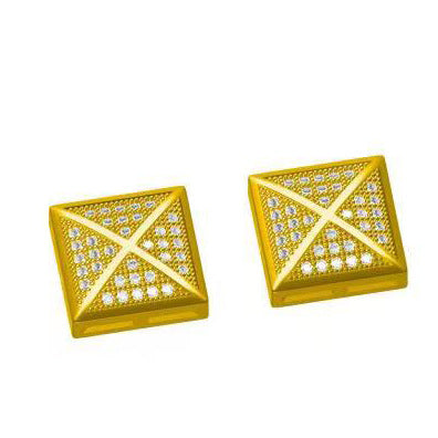 Iced Out Square Stud Earrings for Men Unisex Hip Hop Style