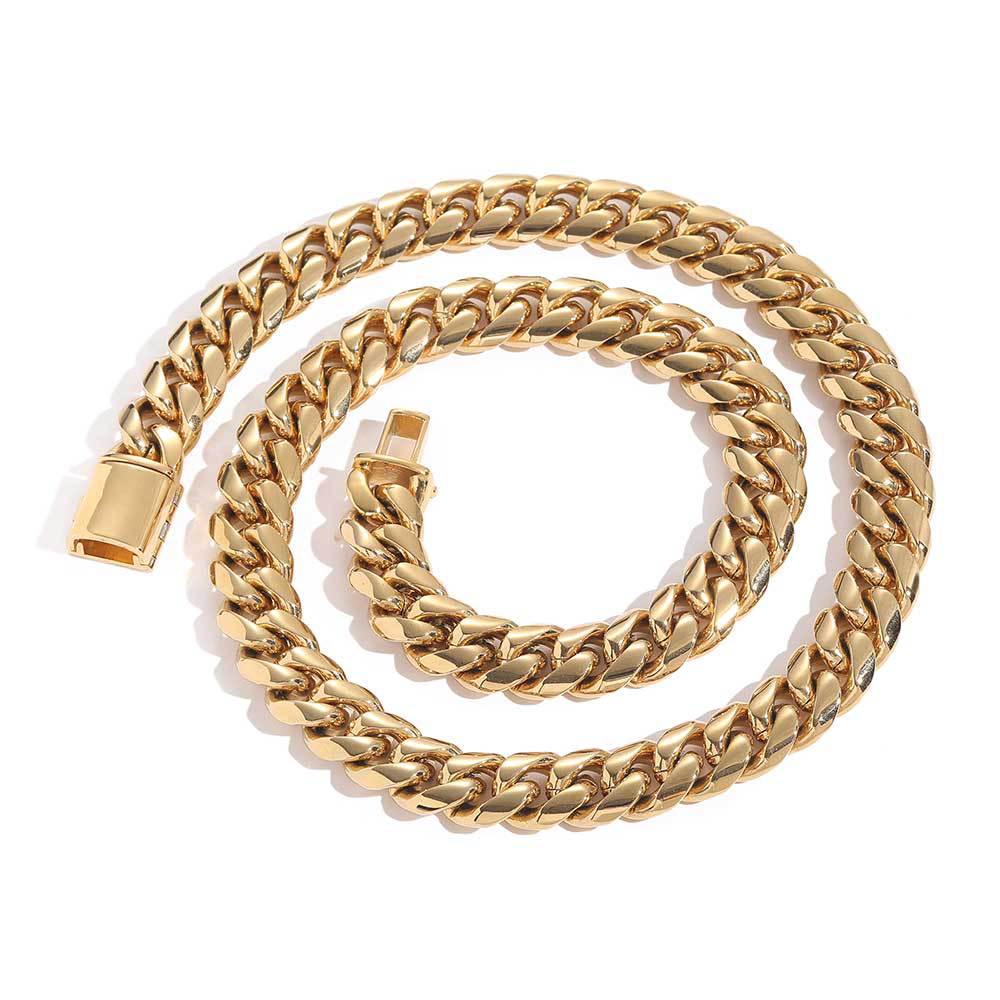 8-14 mm Rounded Polished Cuban Stainless steel Necklace or Bracelet - CHA016 product image