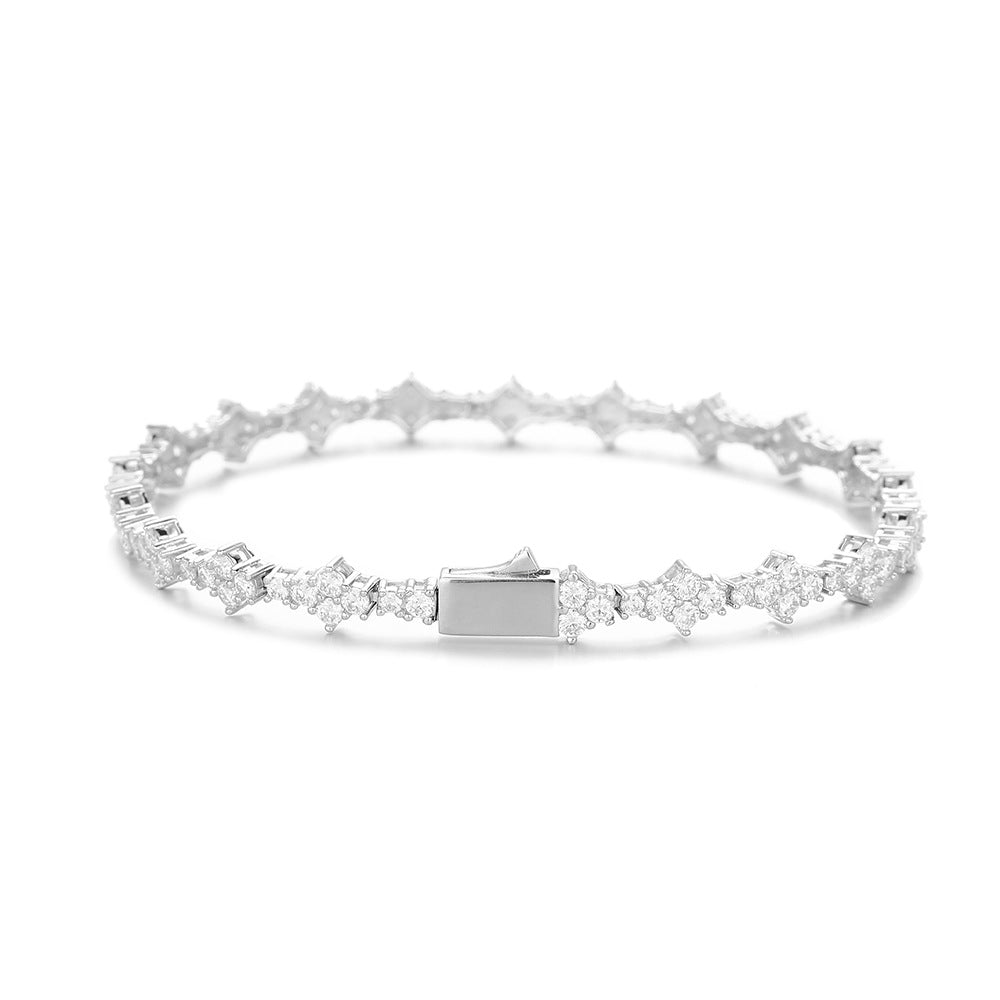 Moissanite Tennis Chain Bracelet/Necklace, 925 Silver Geometric Unisex Jewelry