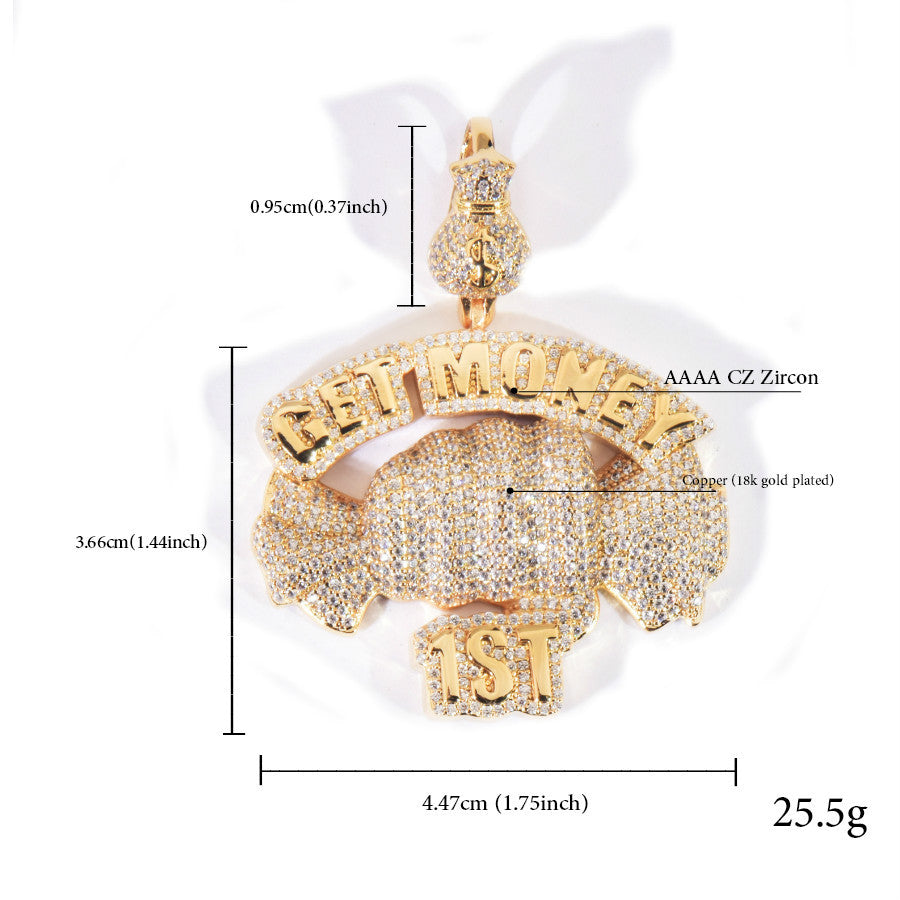 Iced Out Money Bag Pendant Necklace for Men