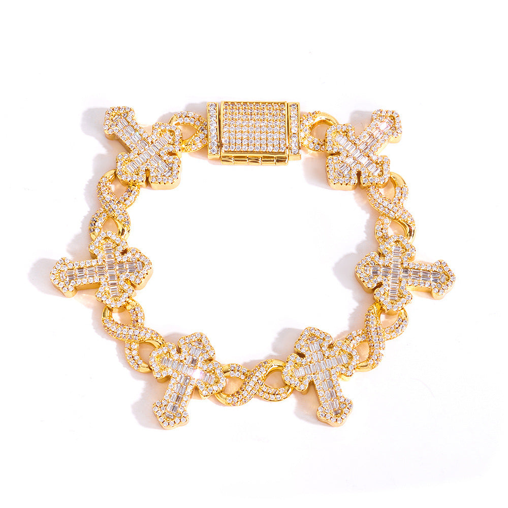 15 mm Cross and Infinity CZ Link Copper Bracelet - CHA380 product image