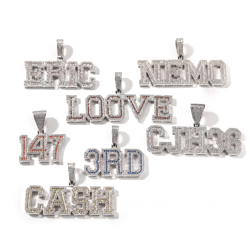 Custom Bubble Letter Necklace with Cubic Zirconia Pendant - Gold or Silver Plated Hip Hop Chain for Women and Men
