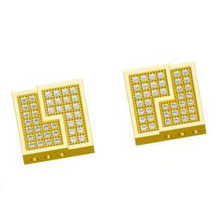 Iced Block Stud Earrings for Men