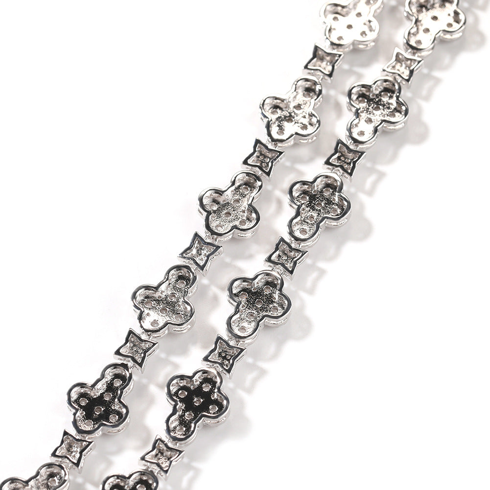 Iced Geometric Line Necklace for Women & Men - Cubic Zirconia Hip Hop Statement Chain in Gold or Silver, 16/18/20 Inch