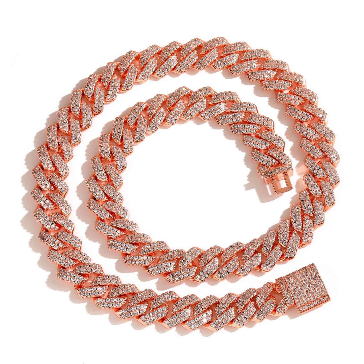 Hip Hop Diamond Shape Cuban Link Cubic Zirconia Necklace for Men