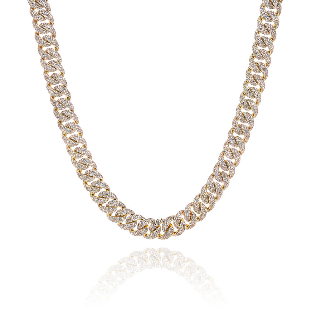 14 mm Iced Cuban Hip Hop Necklace or Bracelet with Cubic Zirconia on a Copper Base - CHA418 product image