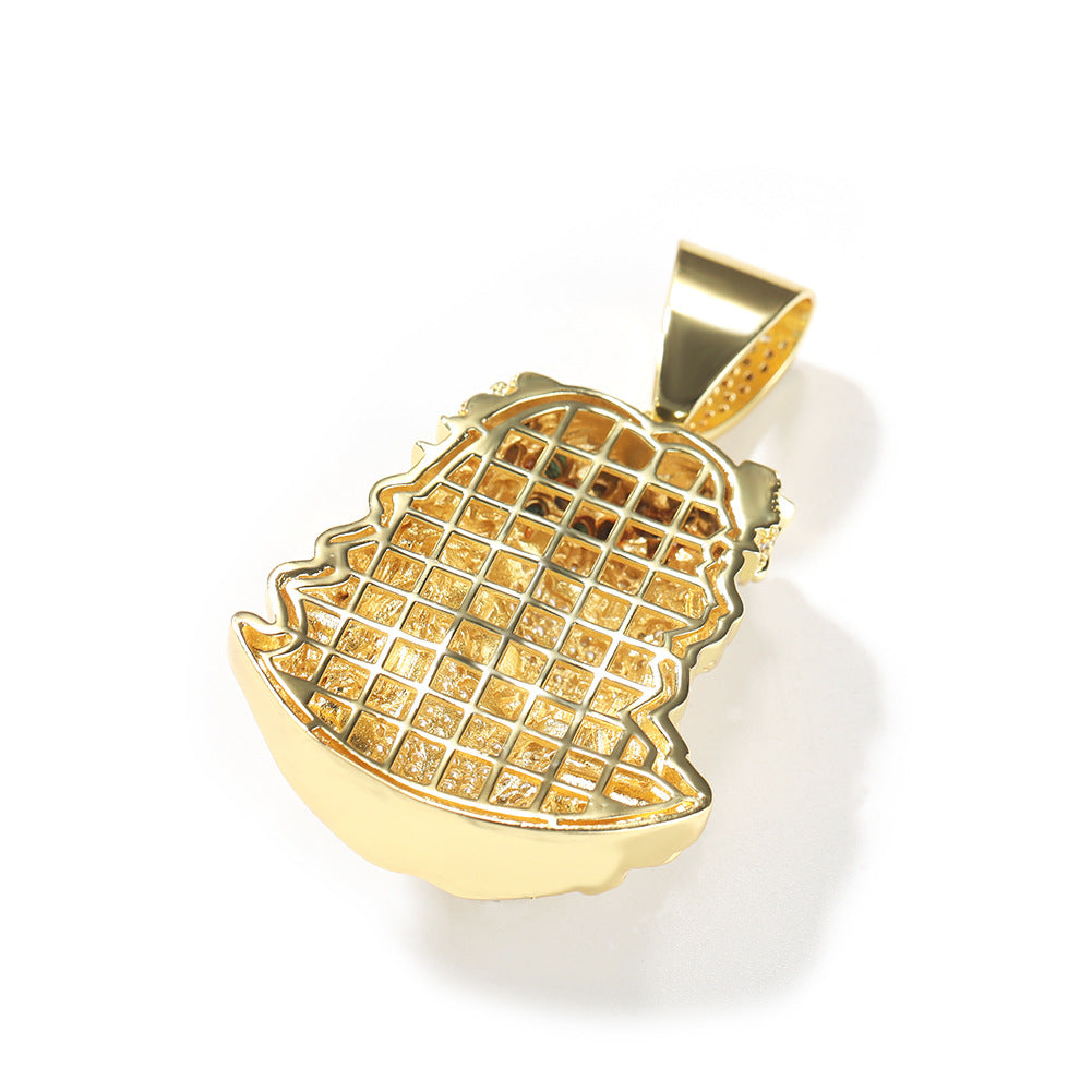 Iced Irregular Jesus Pendant Necklace with Cubic Zirconia Twist Chain for Women and Men