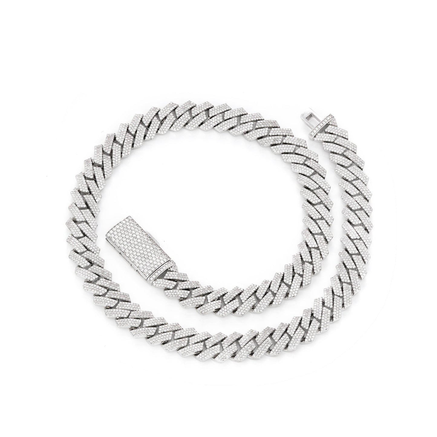 12mm Iced Out Cuban Link Chain Bracelet Necklace, Zircon Hip Hop Unisex