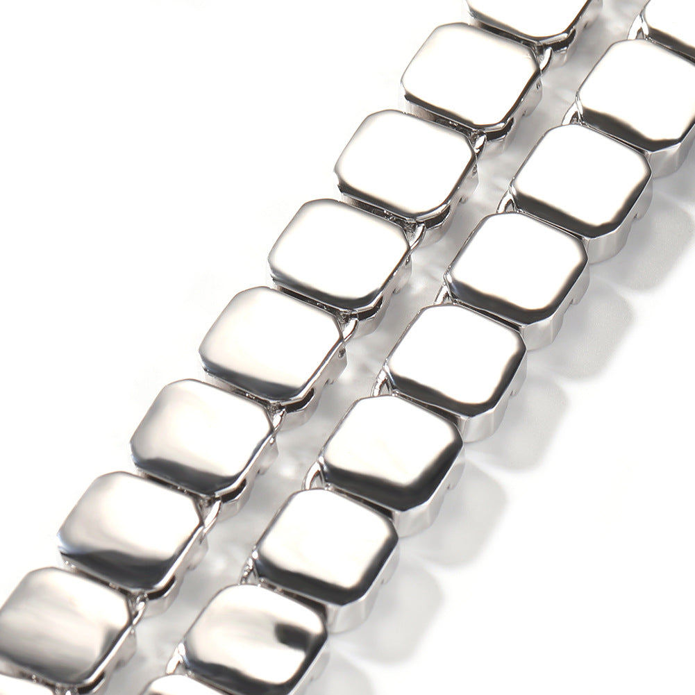 Unisex Iced Out Zircon Link Bracelet – Hip Hop Copper Cuban Style Chain in Gold and Silver