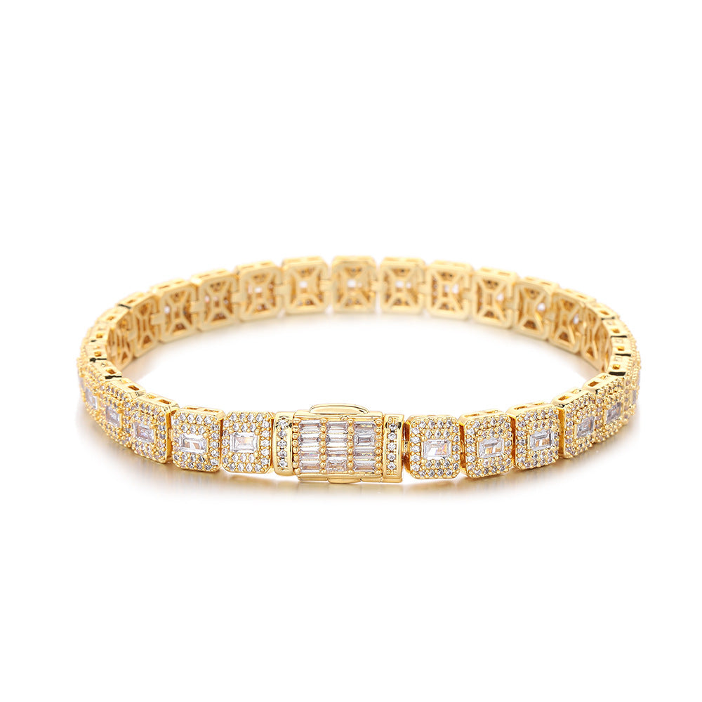 8mm Iced Cuban Link Chain Bracelet & Necklace, Geometric Zircon, Unisex Hip Hop Jewelry
