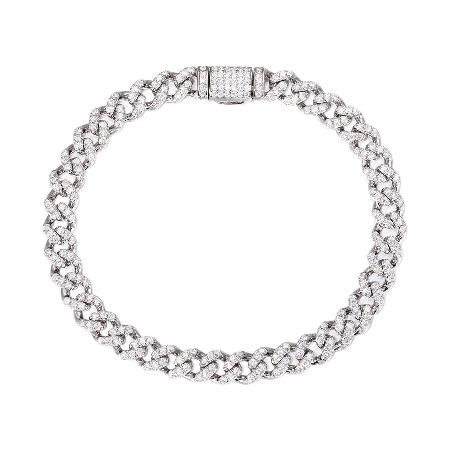 925 Silver Moissanite Cuban Link Bracelet for Women and Men, Iced Out Hip Hop Chain Bracelet product image