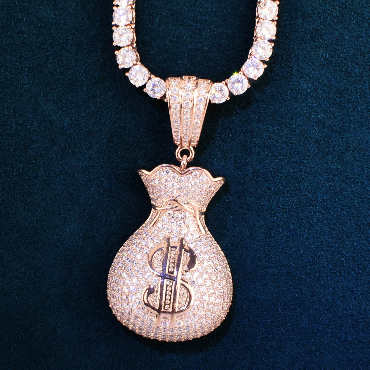 Iced Out Money Bag Pendant Necklace product image