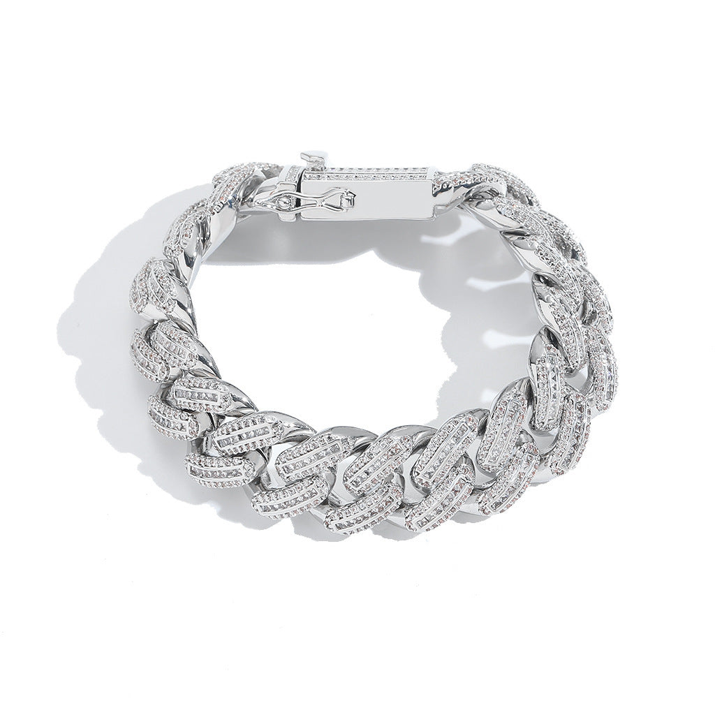 Hip Hop Light Luxury Cuban Link Cubic Zirconia Bracelet for Men