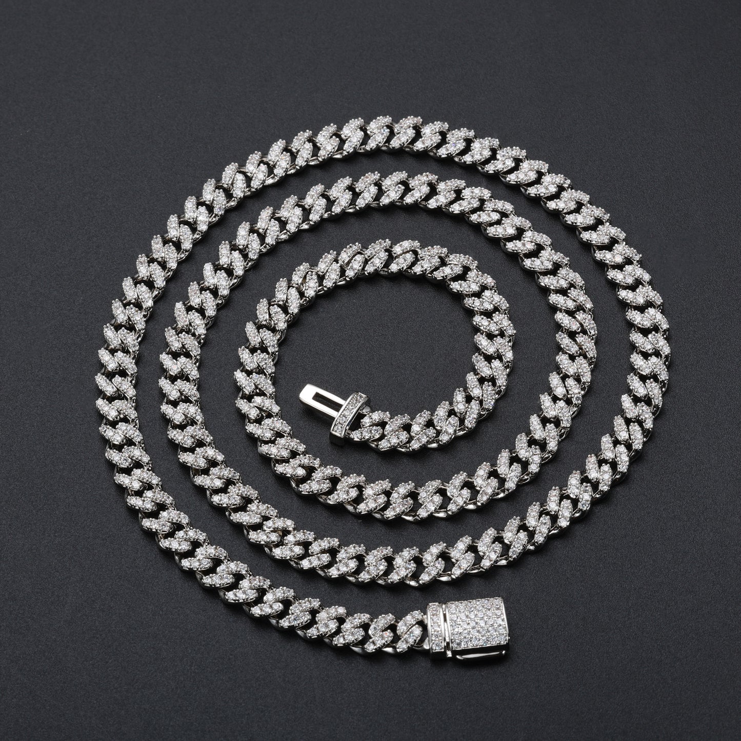 Iced Out Cuban Link Chain Necklace for Men & Women – Geometric Zircon Pendant-Free Statement Hip Hop Jewelry product image