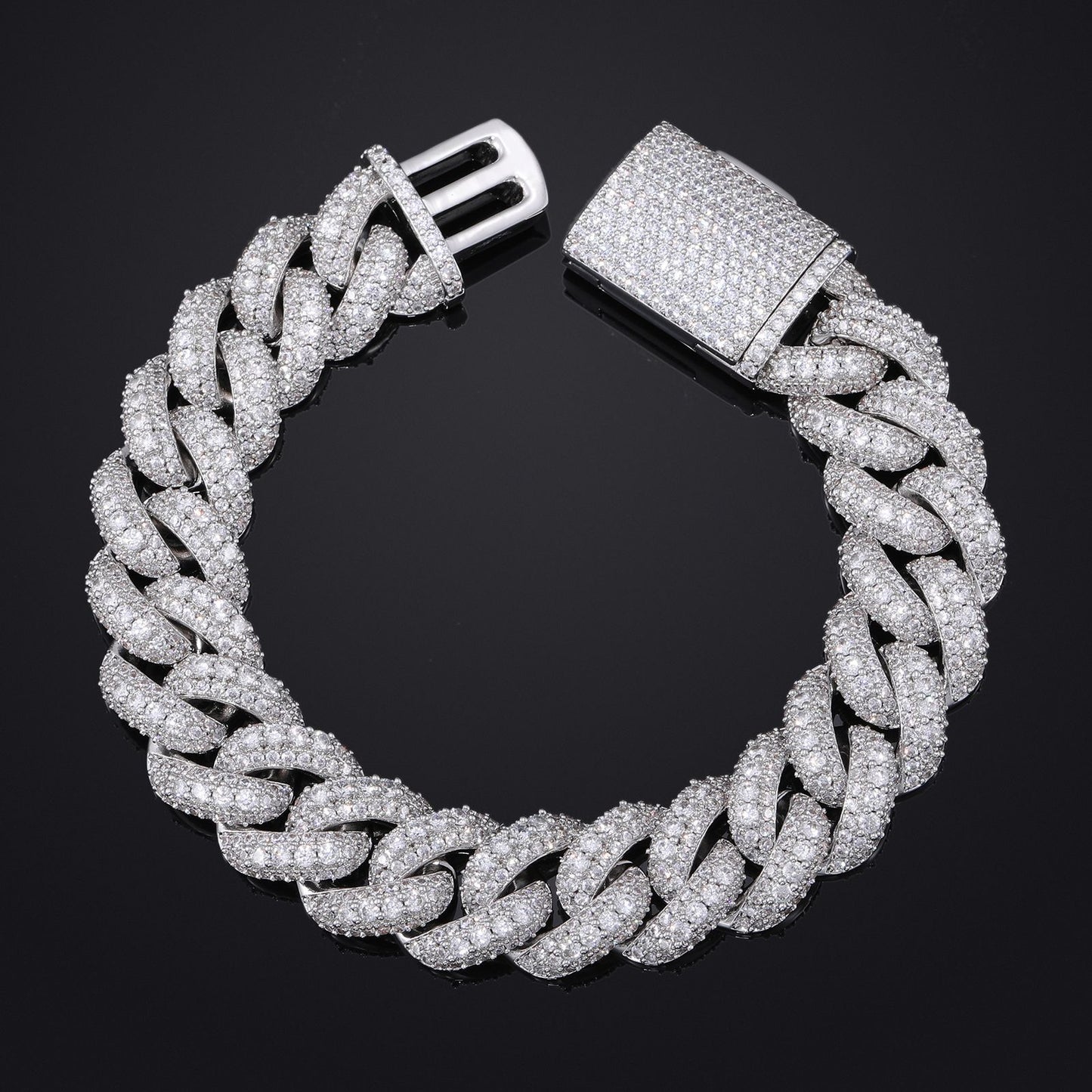 Pavé Cuban Link Bracelet, Unisex Hip Hop Bracelet, 15mm/18mm, Box Clasp product image