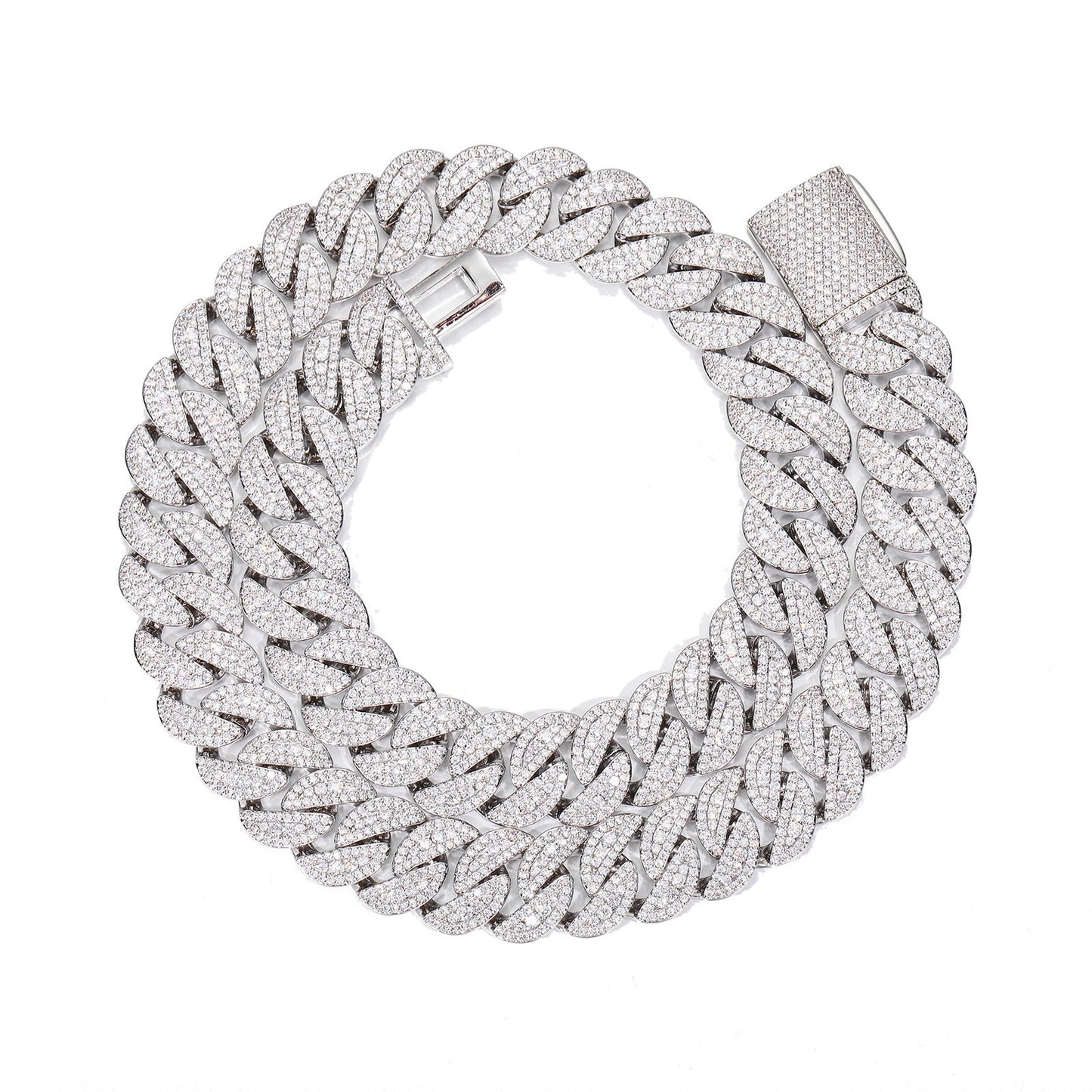Iced Out 16mm Cuban Link Chain Necklace or Bracelet in Cubic Zirconia for Men & Women product image