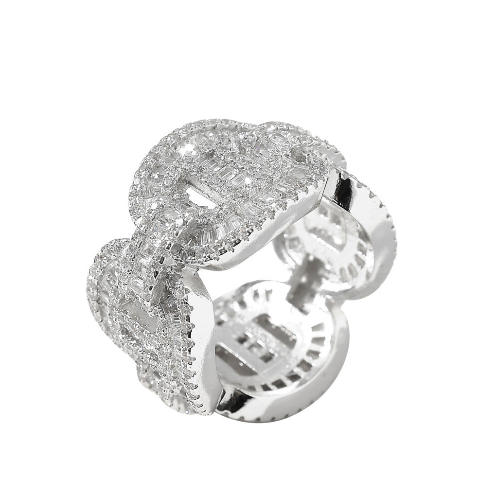 Light Luxury Fashion Cubic Zirconia Ring for Men