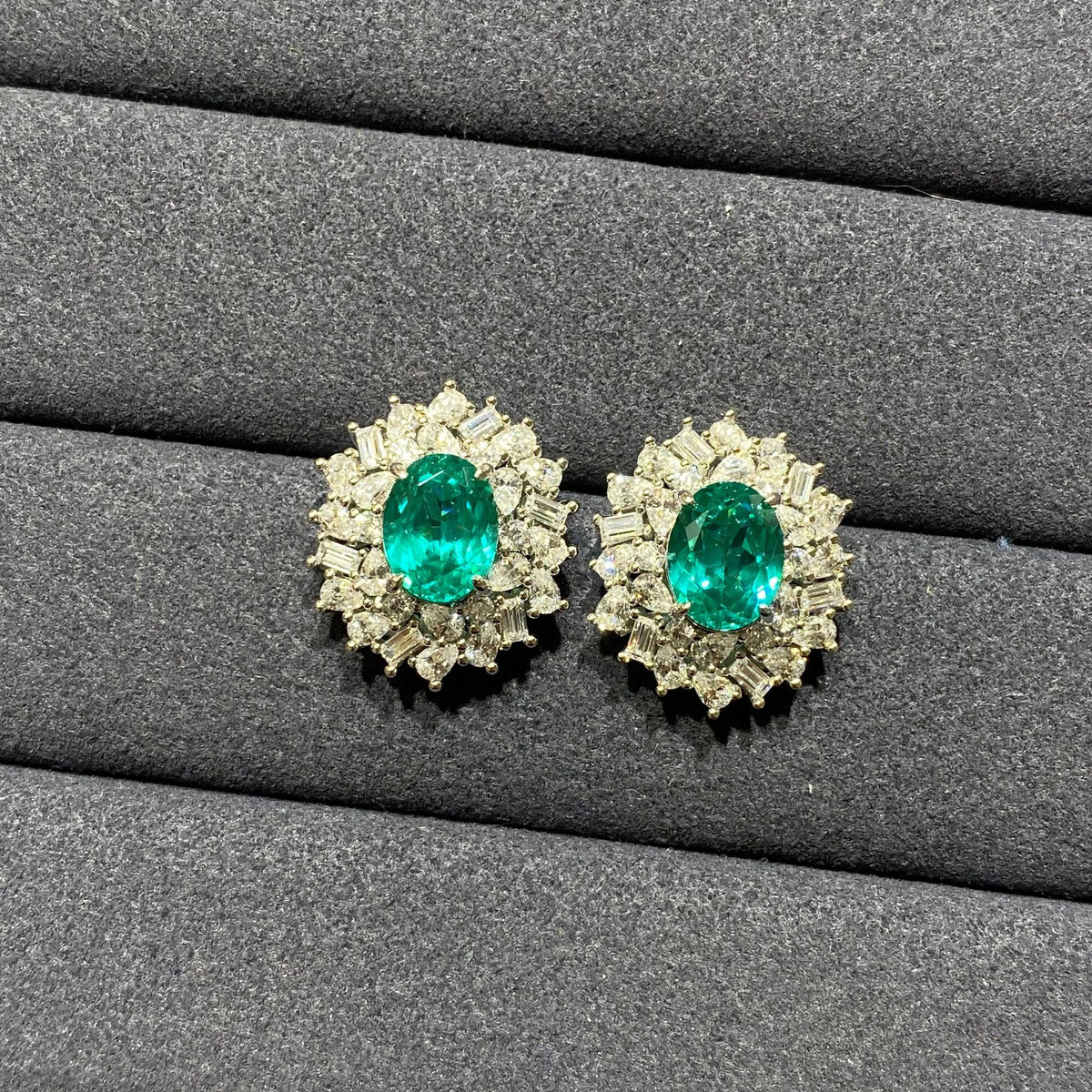 925 Silver Blue-Green Paraiba Halo Ring Earring Pendant Necklace product image