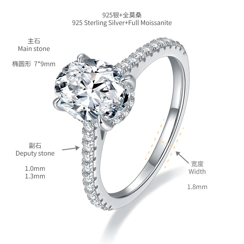 2 Carat Oval Moissanite Ring in 925 Silver, Pav�� Engagement Style product image