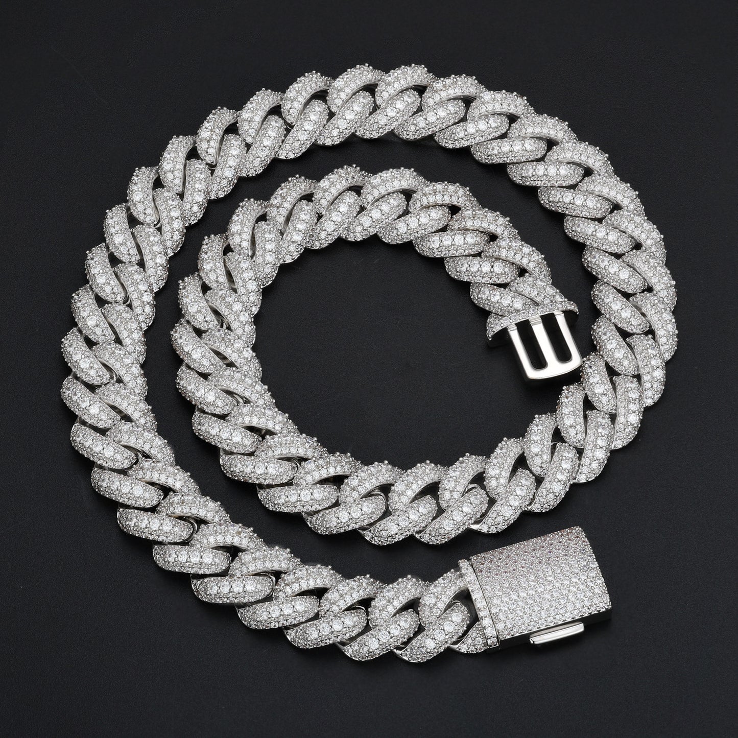 Iced Out Cuban Link Chain Necklace or Bracelet for Men and Women, Cubic Zirconia Hip Hop Jewelry product image