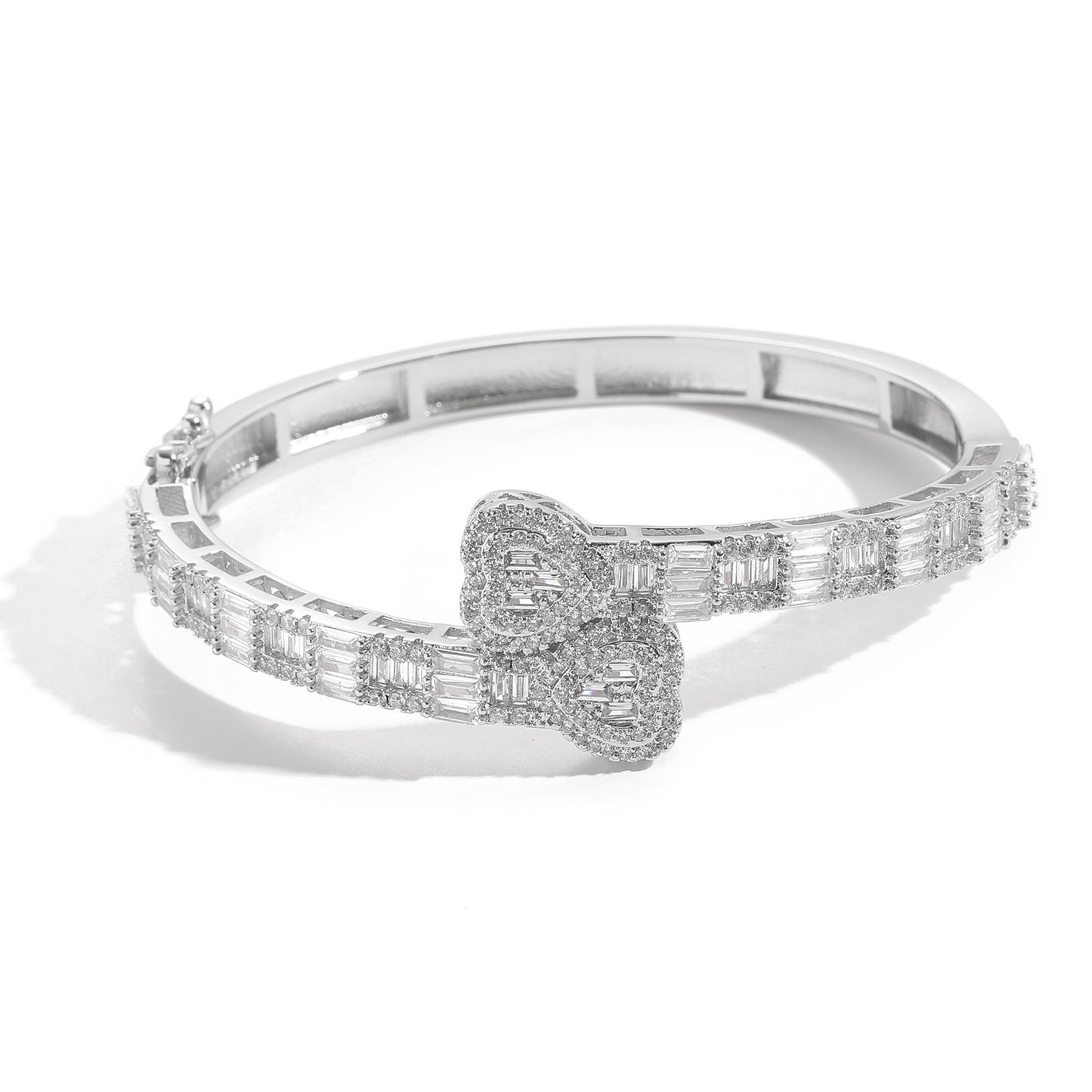 Hip Hop Light Luxury Heart Square Cubic Zirconia Bracelet for Men and Women